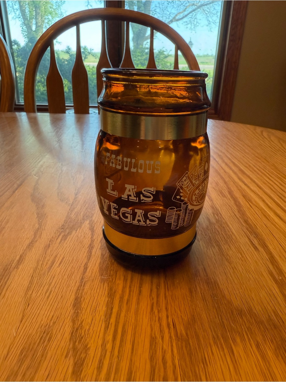 Fabulous Las Vegas Amber Glass Vintage Souvenir Mug
